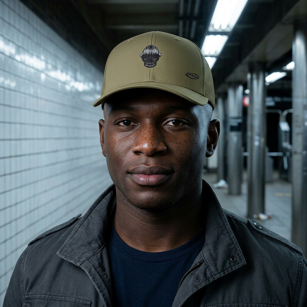 Trucker Cap — Shimmer Skull Embroidered Snapback