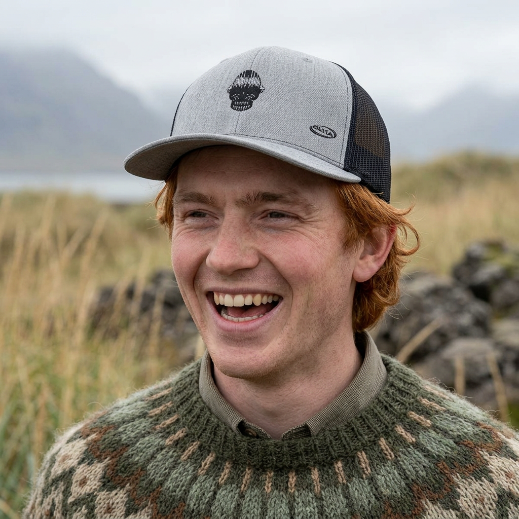 Trucker Cap — Shimmer Skull Embroidered Snapback